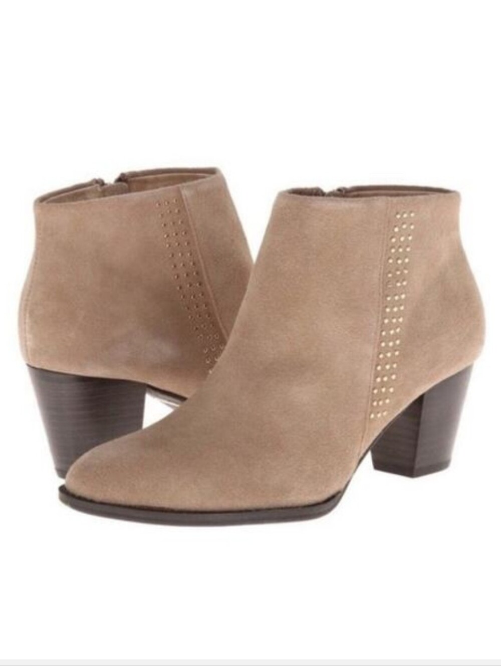 Vionic Georgia Ankle Boots Size 7 Tan Cream Bootie Suede Leather